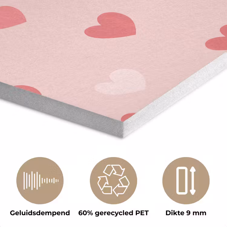Hartjes - Patroon - Roze - Eenvoudig PET vilt klein -closeup_NL