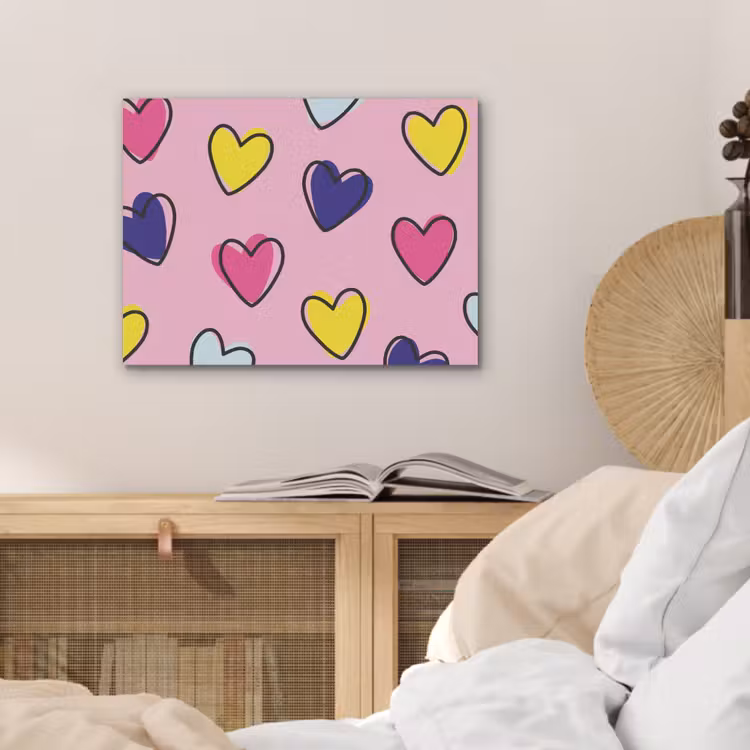 Hartjes - Valentijn - Patroon - Kleurrijk PET vilt klein -sfeer3