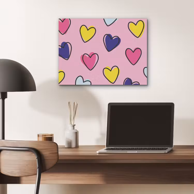 Hartjes - Valentijn - Patroon - Kleurrijk PET vilt klein -sfeer5