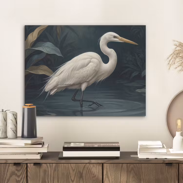 Reiger - Water - Natuur - Modern - Wit PET vilt klein -sfeer1