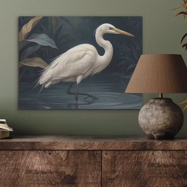 Reiger - Water - Natuur - Modern - Wit PET vilt klein -sfeer2