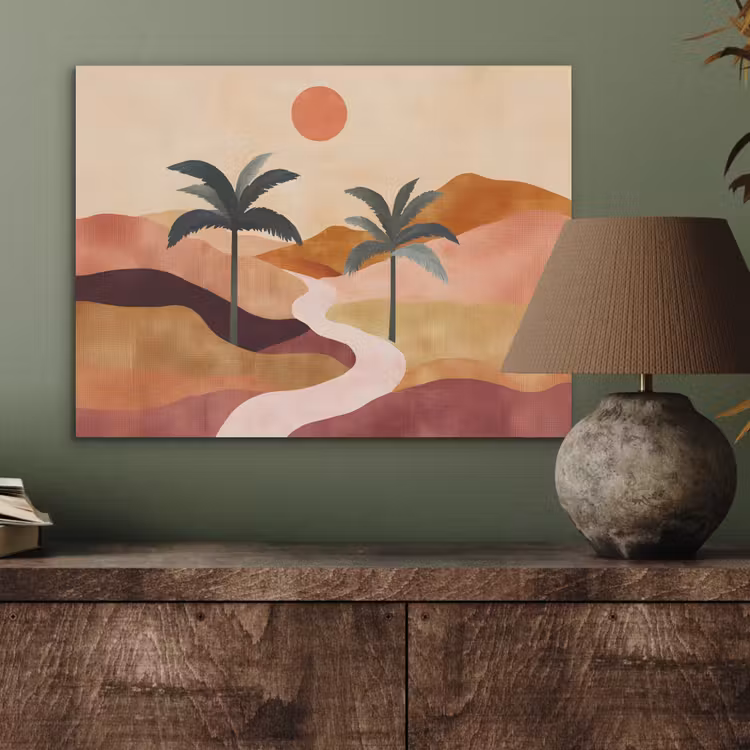 Heuvels - Palmbomen - Abstract PET vilt klein -sfeer2