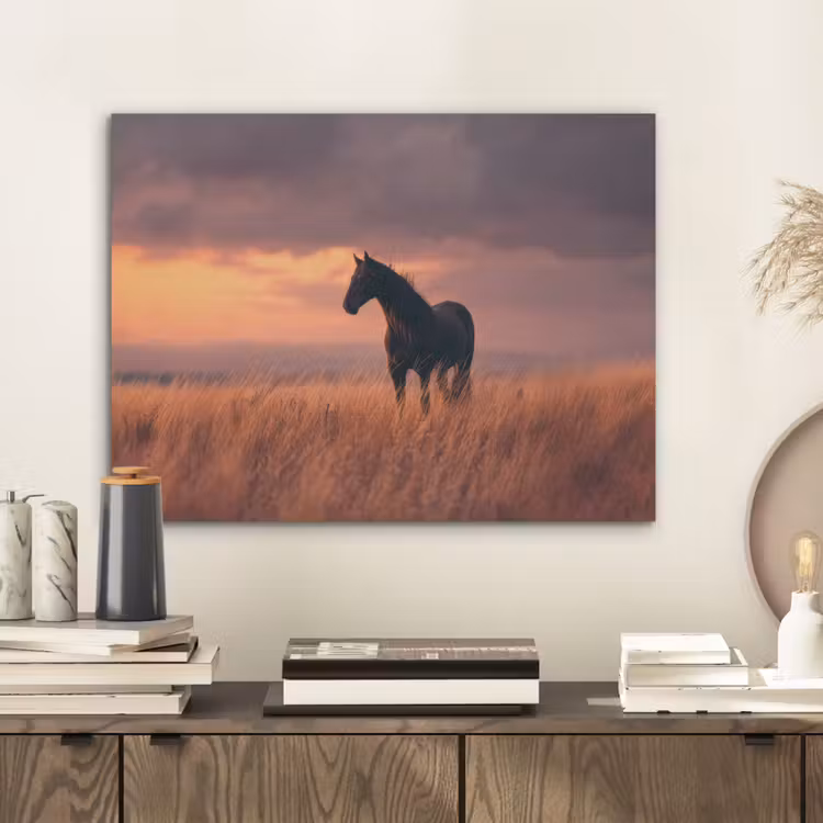 Paard - Wolken - Open veld PET vilt klein -sfeer1