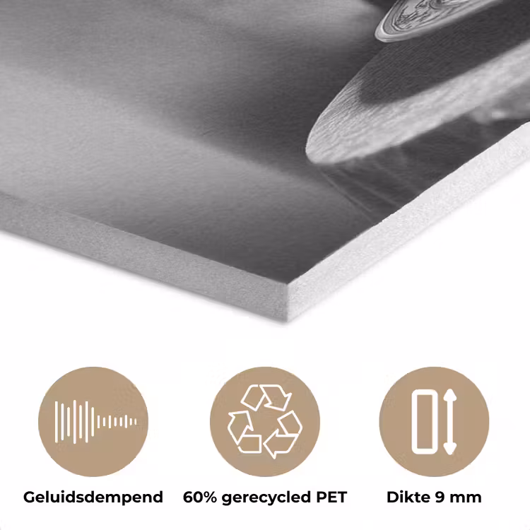 Paard - Bord - Pasta - Tafelkleed - Zwart Wit - Dieren PET vilt klein -closeup_NL