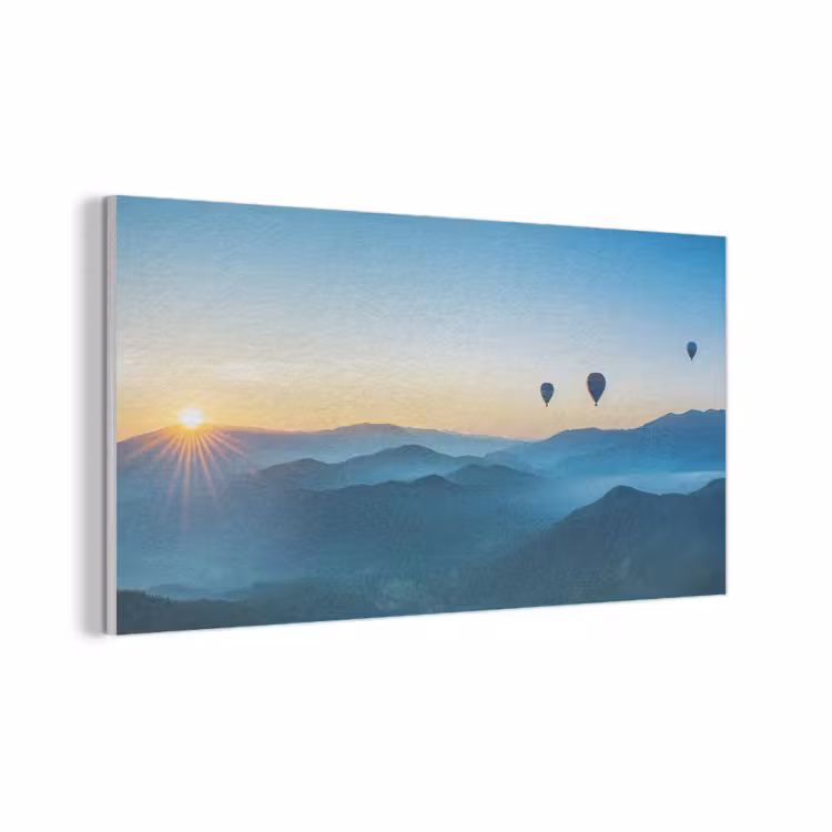 Luchtballonnen - Bergen - Zonsopgang - Landschap PET vilt middel -3d