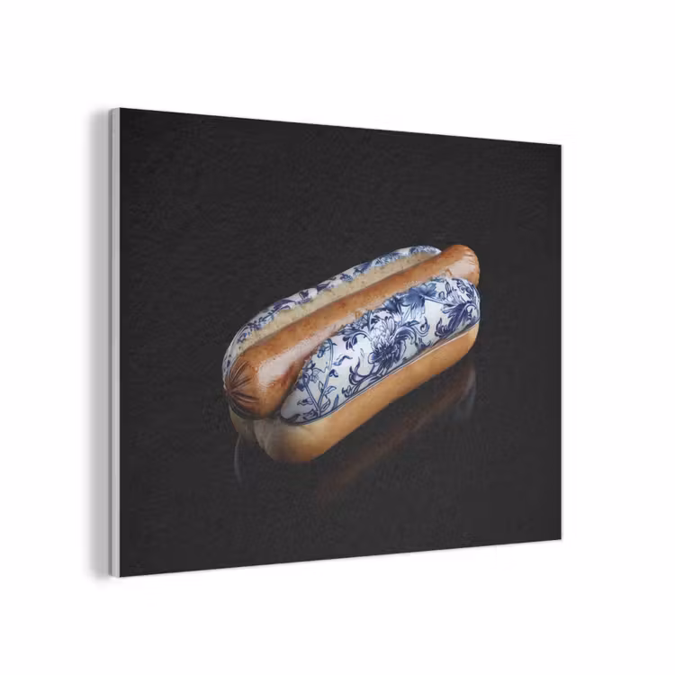 Hotdog - Porselein - Delfts blauw - Eten PET vilt klein -3d