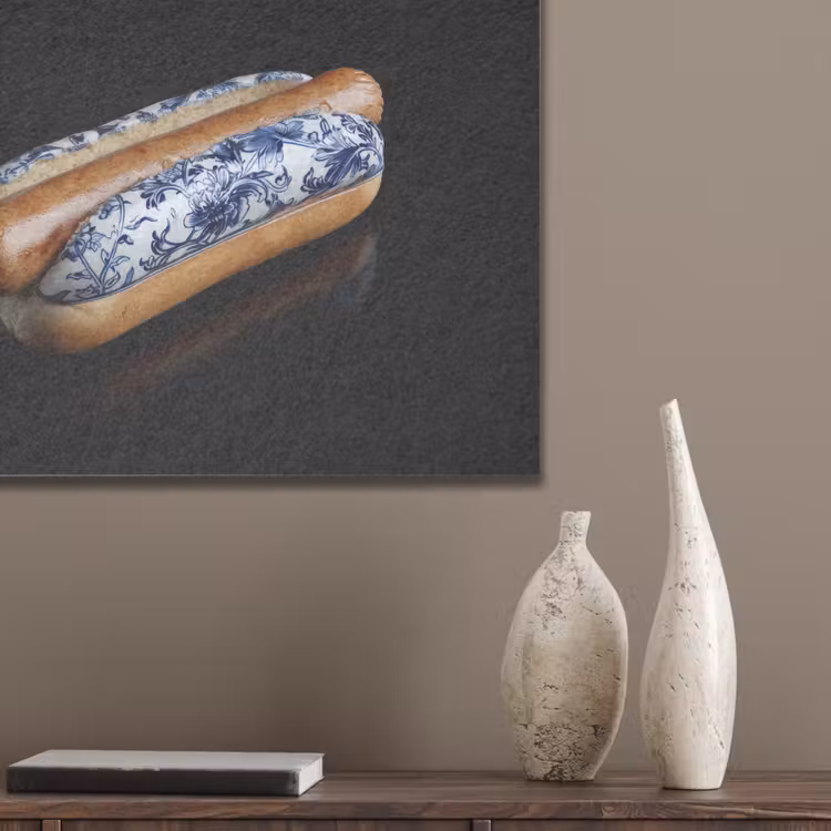Hotdog - Porselein - Delfts blauw - Eten PET vilt klein -sfeer6_closeup