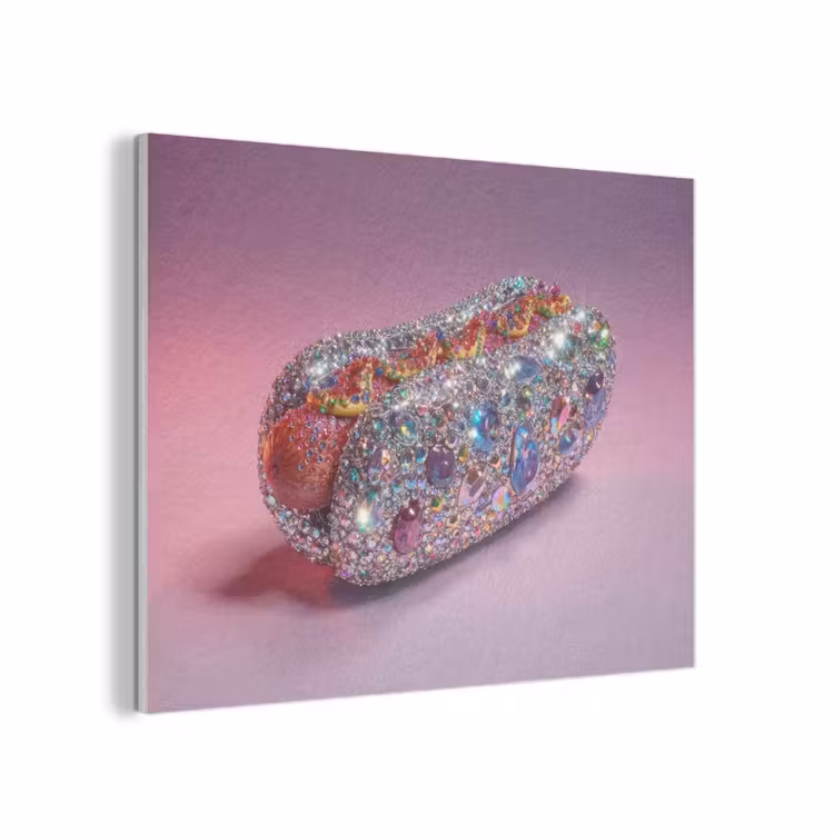 Hotdog - Steentjes - Glitters - Paars PET vilt klein -3d