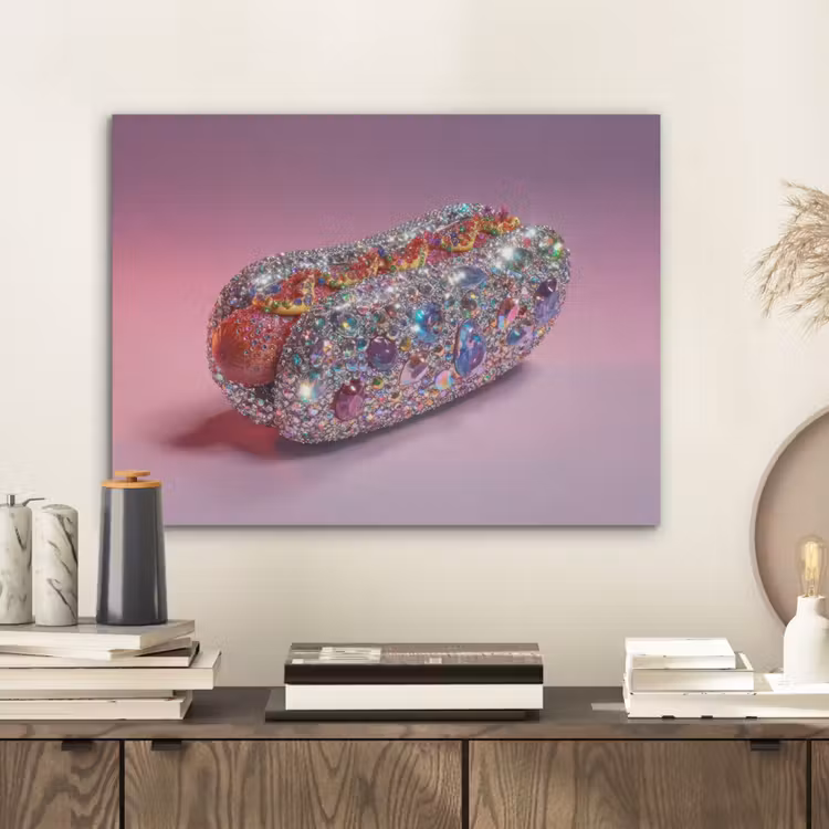 Hotdog - Steentjes - Glitters - Paars PET vilt klein -sfeer1