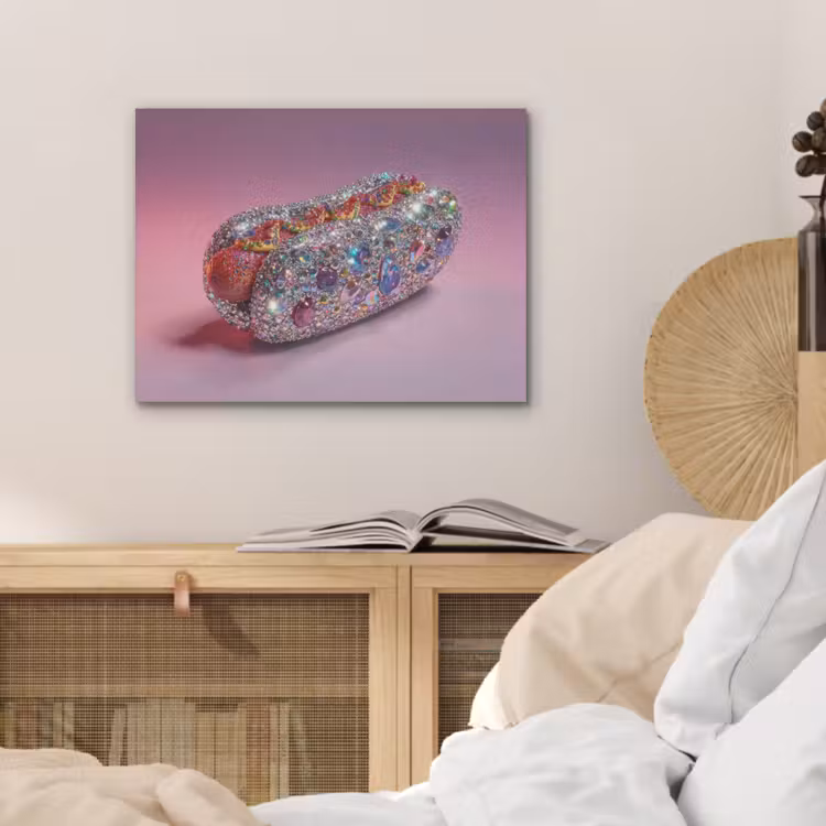 Hotdog - Steentjes - Glitters - Paars PET vilt klein -sfeer3