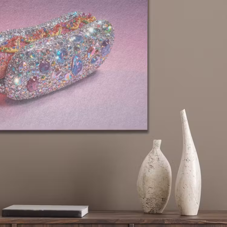 Hotdog - Steentjes - Glitters - Paars PET vilt klein -sfeer6_closeup