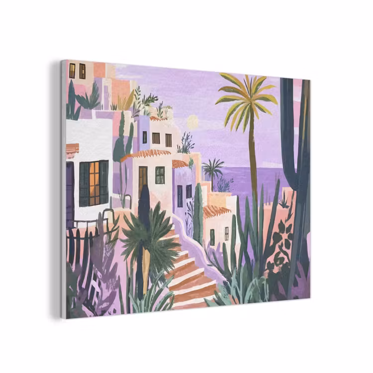 Huizen - Minimalistisch - Palmbomen - Kust PET vilt klein -3d