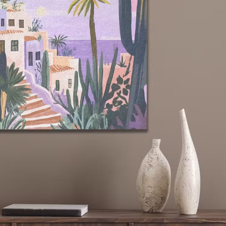 Huizen - Minimalistisch - Palmbomen - Kust PET vilt klein -sfeer6_closeup