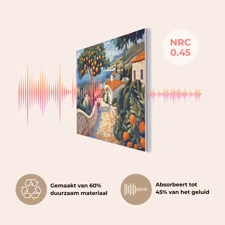 Huizen - Mozaïek - Sinaasappelbomen - Zee PET vilt klein -USP_NL
