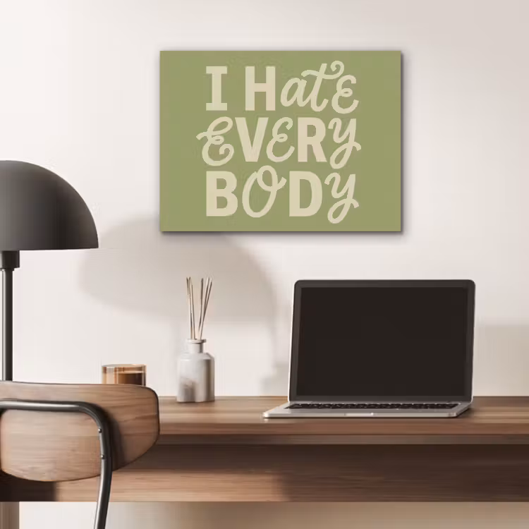 I hate everybody - Groen - Retro PET vilt klein -sfeer5