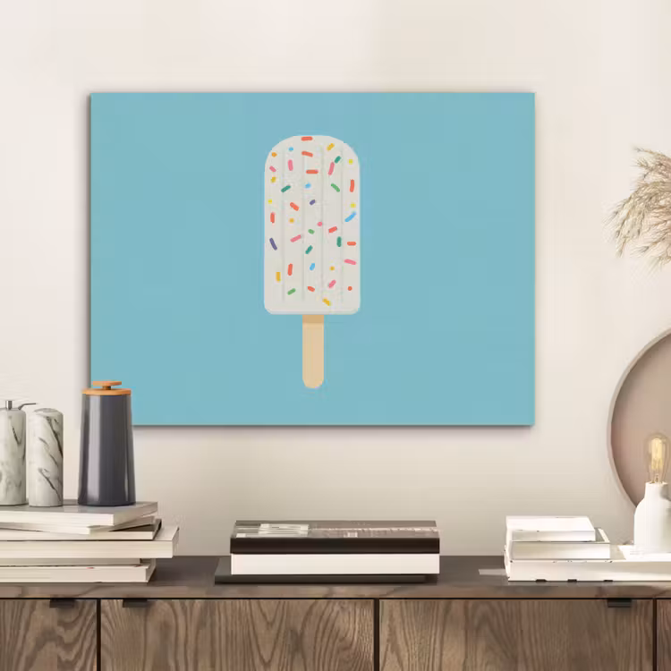 Ijsje - Stokje - Sprinkles - Lichtblauw PET vilt klein -sfeer1