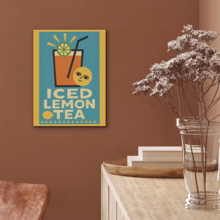 Ijsthee - Illustratie - Blauw - Citroen PET vilt klein -sfeer4