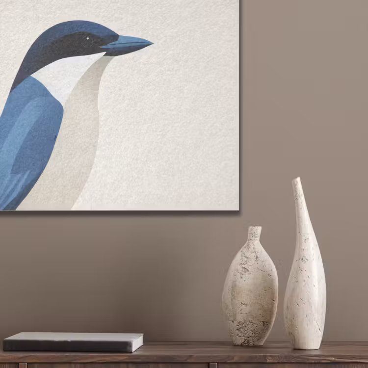Illustratie - Blauw - Vogel PET vilt klein -sfeer6_closeup
