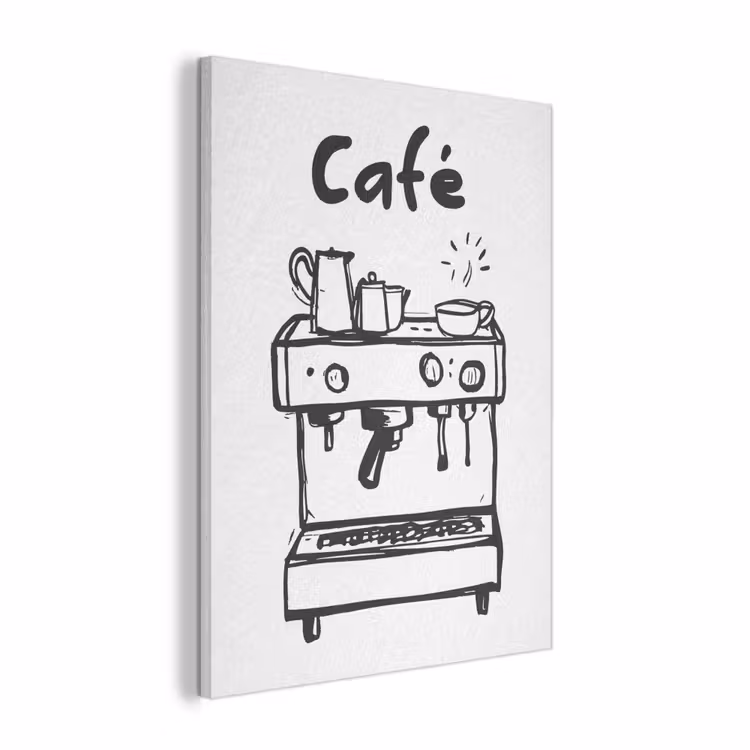 Illustratie - Café - Koffiemachine - Kopjes PET vilt klein -3d
