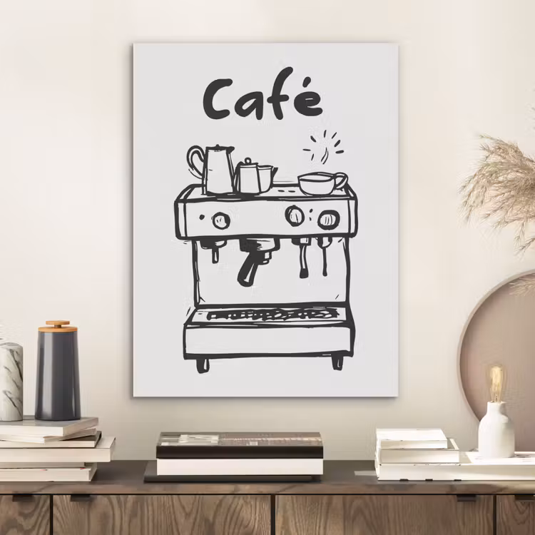 Illustratie - Café - Koffiemachine - Kopjes PET vilt klein -sfeer1