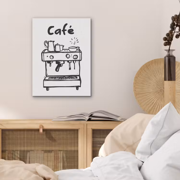 Illustratie - Café - Koffiemachine - Kopjes PET vilt klein -sfeer3