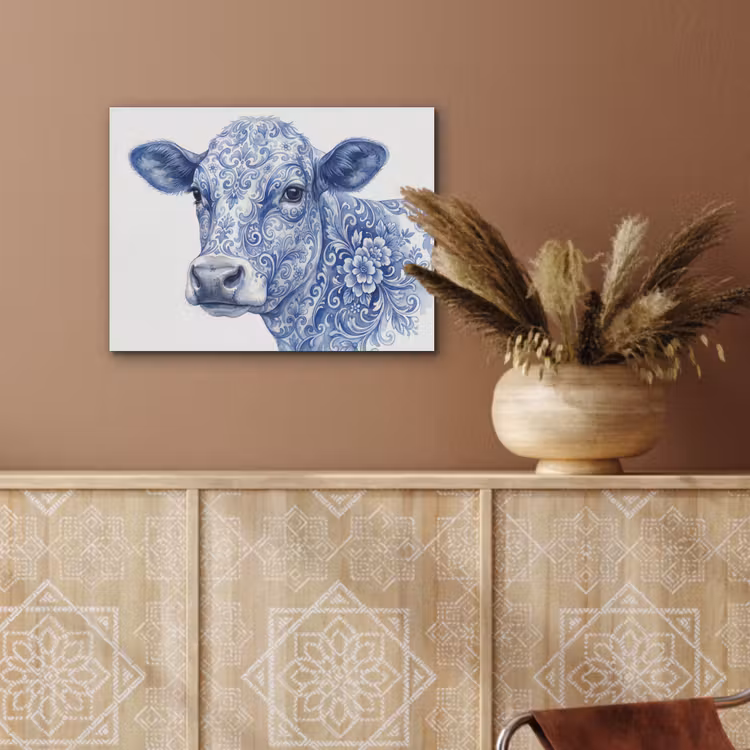Illustratie - Koe - Blauw PET vilt klein -sfeer4