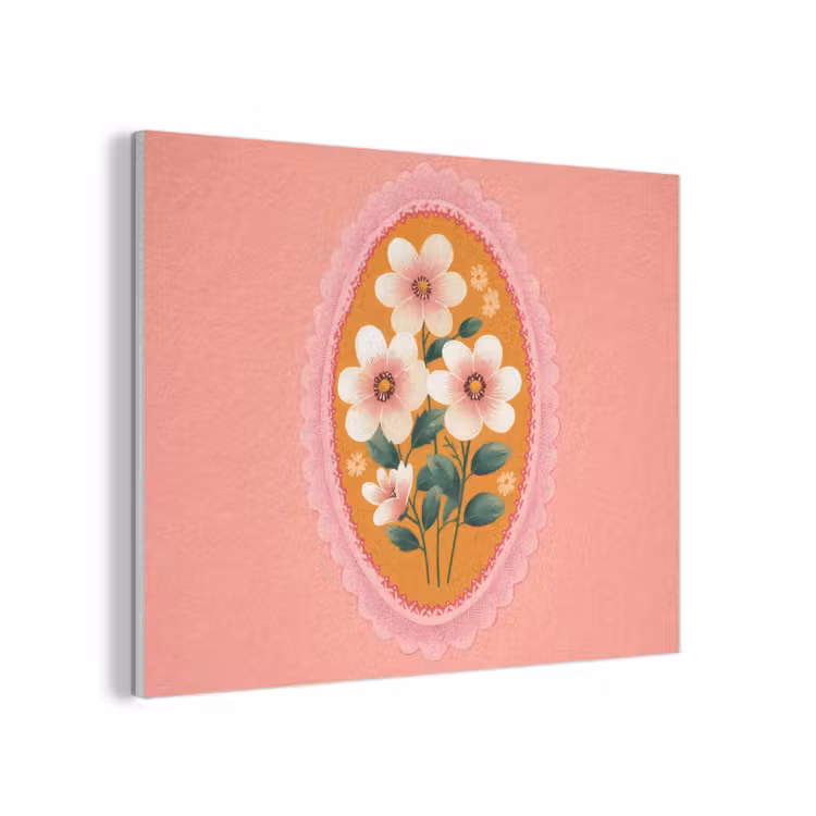 Illustratie - Bloemen - Rand - Roze PET vilt klein -3d