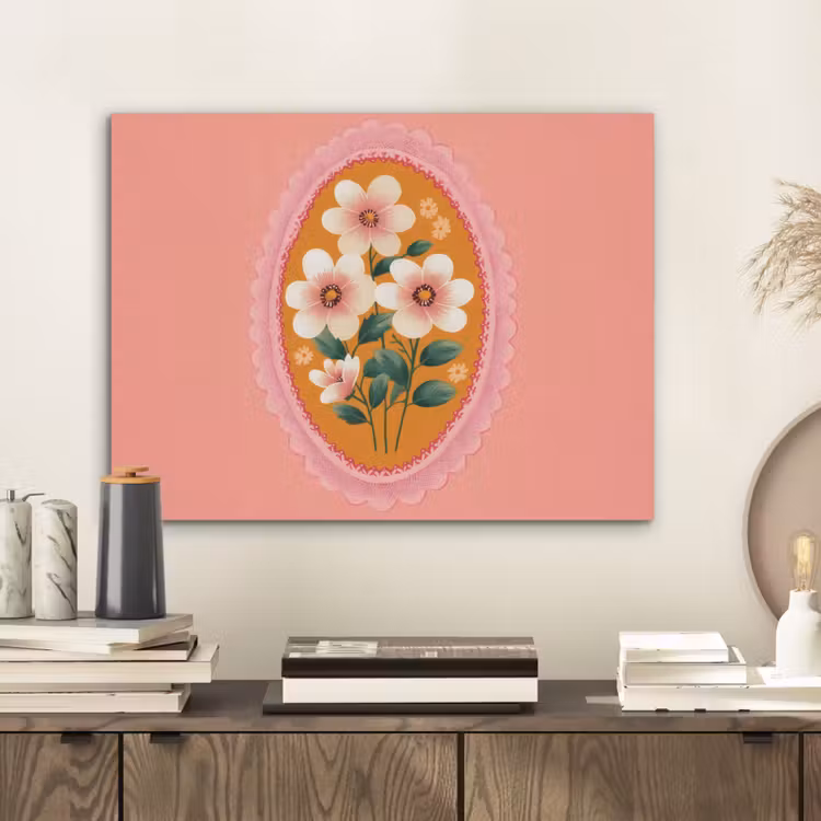 Illustratie - Bloemen - Rand - Roze PET vilt klein -sfeer1