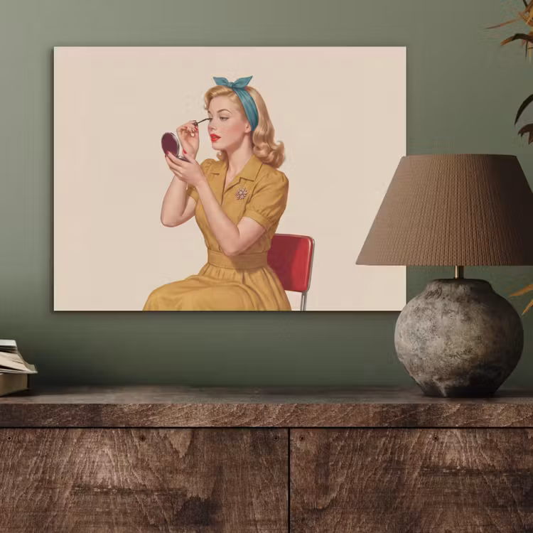 Illustratie - Mascara - Vrouw - Geel PET vilt klein -sfeer2