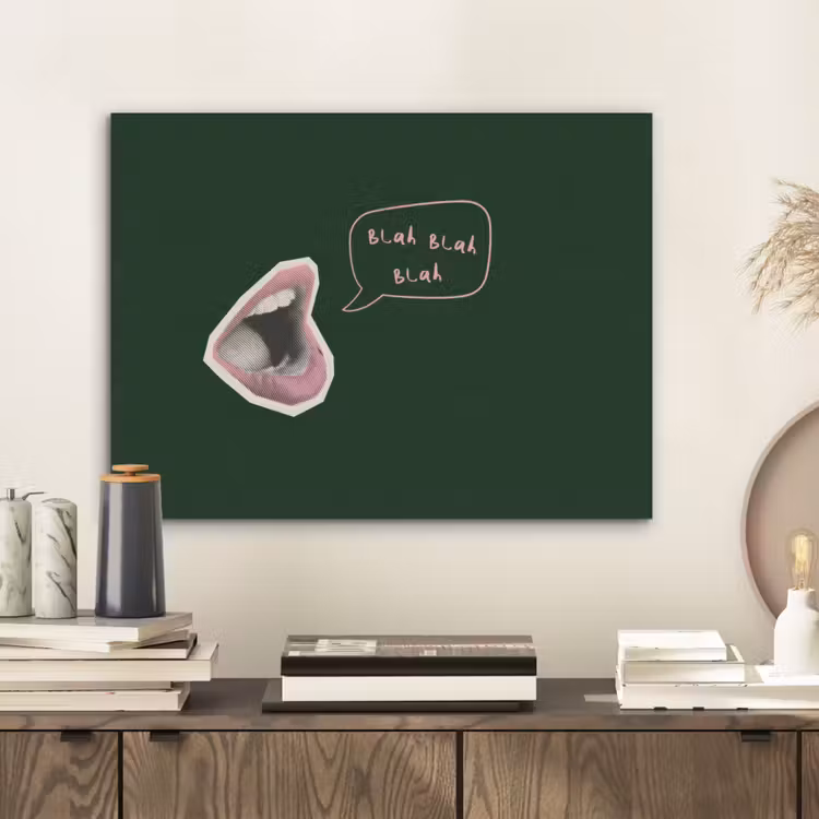 Illustratie - Mond - Donkergroen - Tekstwolkje PET vilt klein -sfeer1