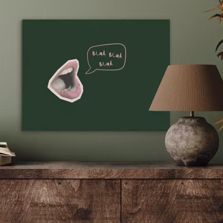Illustratie - Mond - Donkergroen - Tekstwolkje PET vilt klein -sfeer2