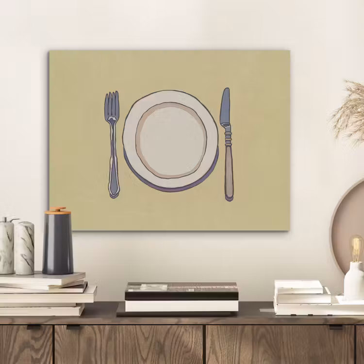 Illustratie - Bord - Bestek - Beige PET vilt klein -sfeer1