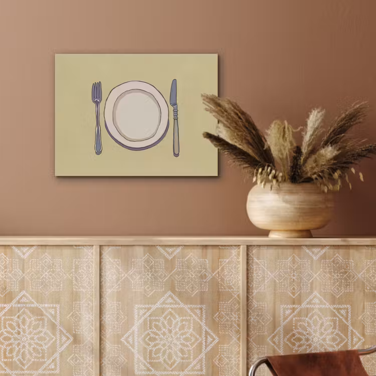 Illustratie - Bord - Bestek - Beige PET vilt klein -sfeer4