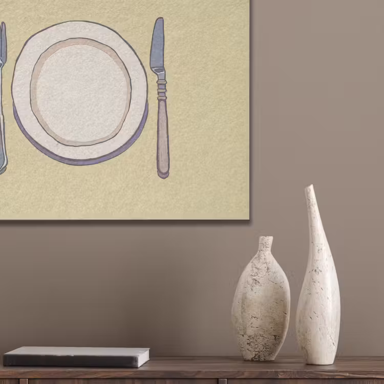 Illustratie - Bord - Bestek - Beige PET vilt klein -sfeer6_closeup