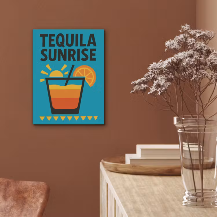 Illustratie - Tequila - Glas - Blauw PET vilt klein -sfeer4