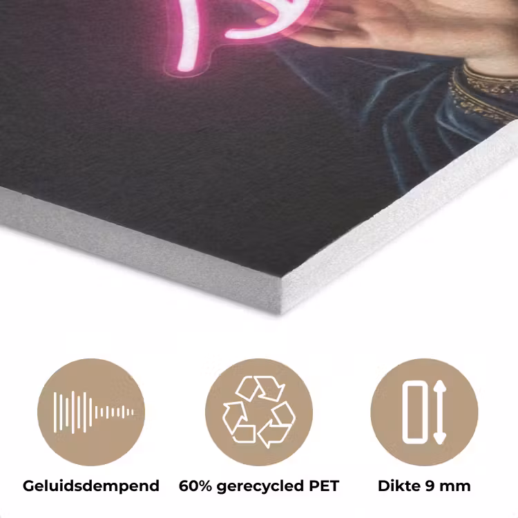 Ironisch - Tekst - Neon PET vilt klein -closeup_NL