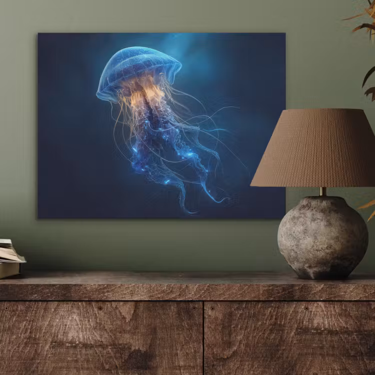 Kwal - Lichtgevend - Tentakels - Blauw PET vilt klein -sfeer2