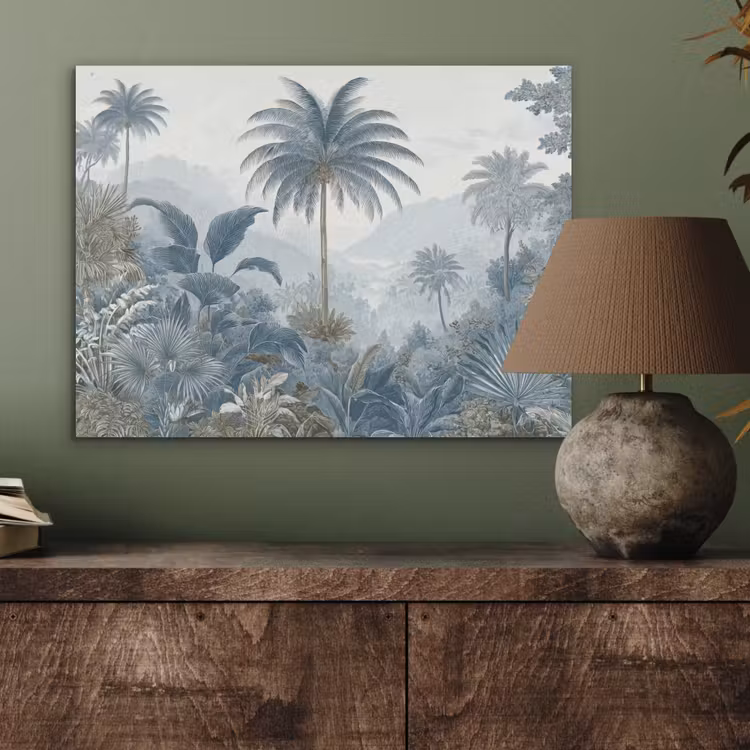 Jungle - Modern - Blauw - Groen PET vilt klein -sfeer2