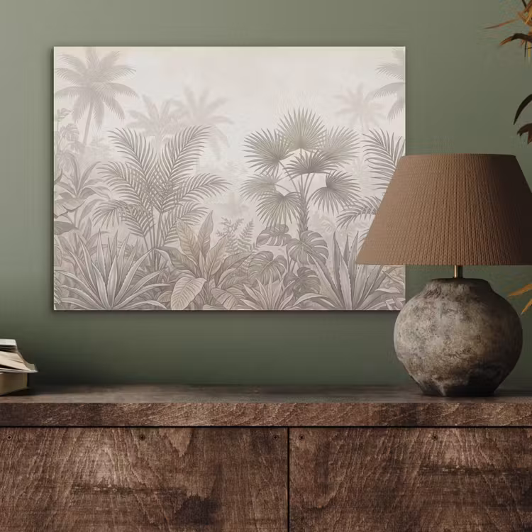 Jungle - Tropisch - Natuur -Vintage - Beige PET vilt klein -sfeer2