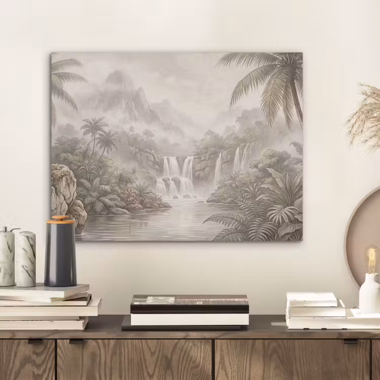 Jungle - Watervallen - Tropisch - Illustratie PET vilt klein -sfeer1