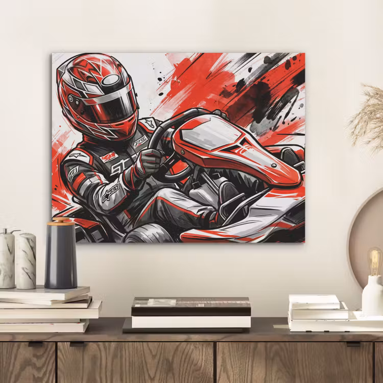 Kart - Coureur - Snelheid - Rood PET vilt klein -sfeer1