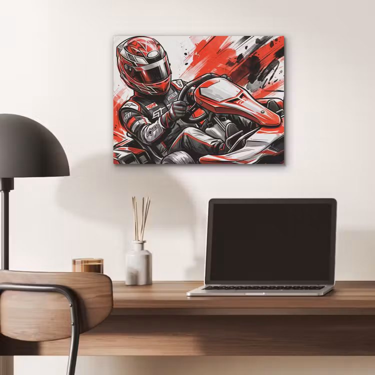 Kart - Coureur - Snelheid - Rood PET vilt klein -sfeer5