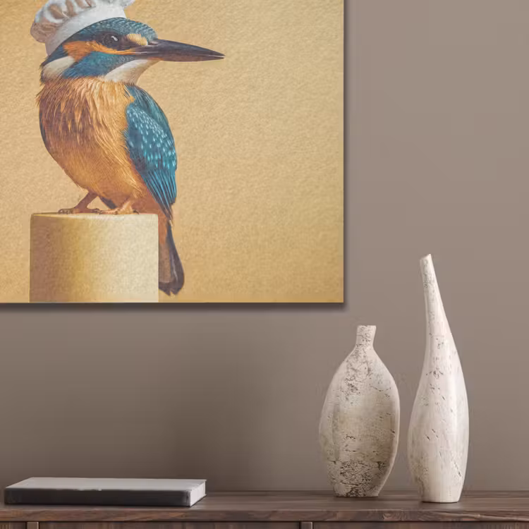 Ijsvogel - Pilaar - Koksmuts - Vogel PET vilt klein -sfeer6_closeup