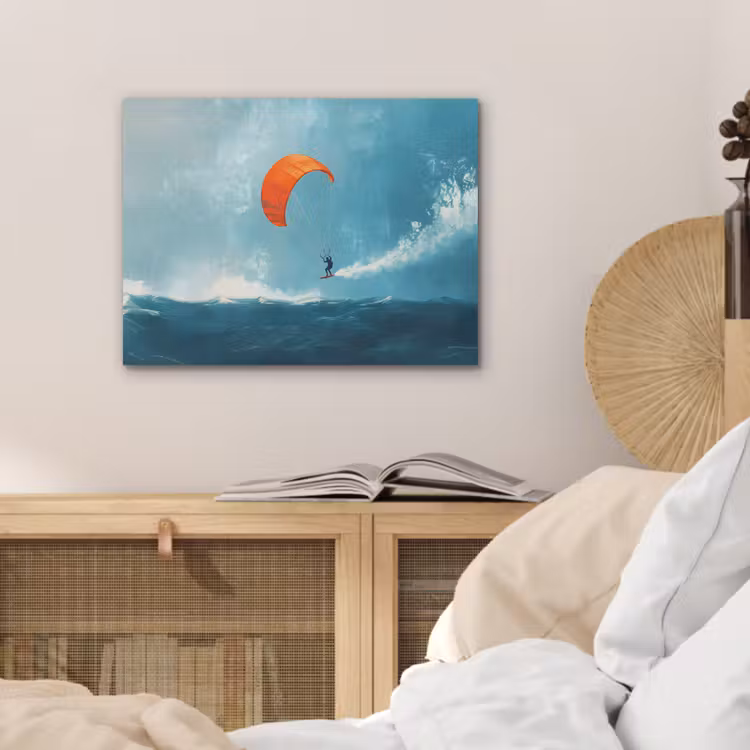 Kitesurfer - Oranje - Zee - Lucht PET vilt klein -sfeer3