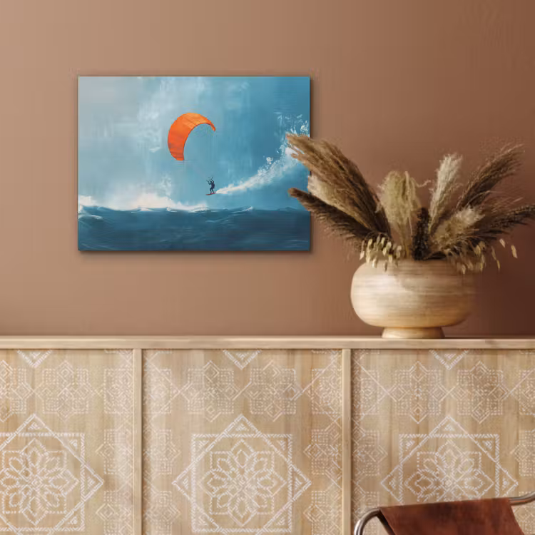 Kitesurfer - Oranje - Zee - Lucht PET vilt klein -sfeer4