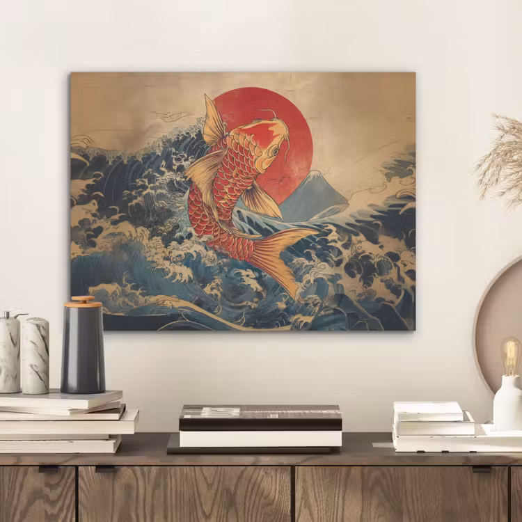 Koi - Zee - Golven - Zon PET vilt klein -sfeer1