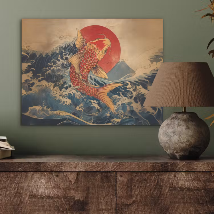 Koi - Zee - Golven - Zon PET vilt klein -sfeer2