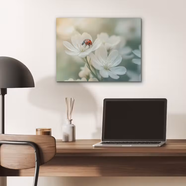 Lieveheersbeestje - Bloemen - Wit PET vilt klein -sfeer5