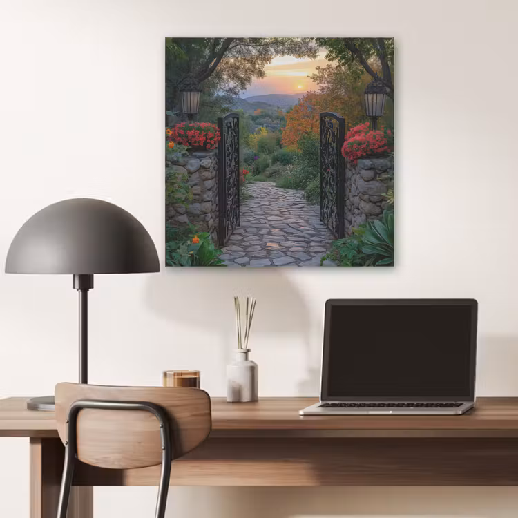Landschap - Hek - Pad - Zonsondergang - Natuur PET vilt klein -sfeer5