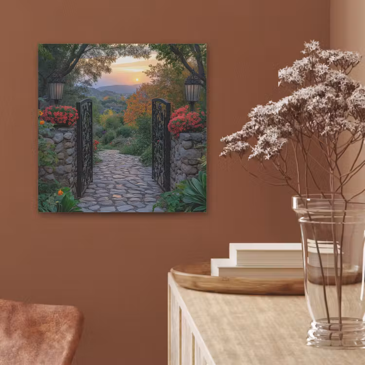 Landschap - Hek - Pad - Zonsondergang - Natuur PET vilt klein -sfeer4
